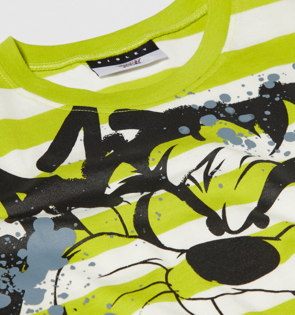 Striped t-shirt with ©Looney Tunes print - boys' short sleeve t-shirts - Lime | Sisley Young image number 2